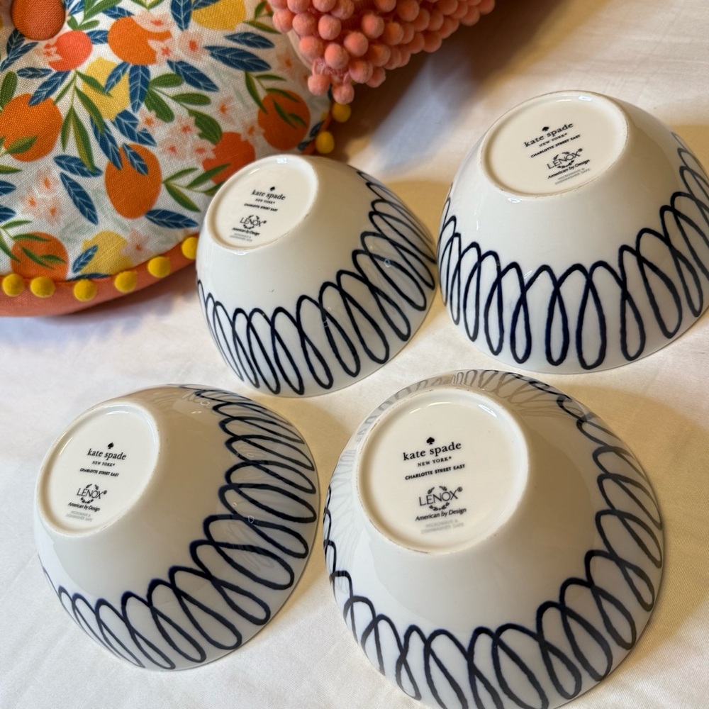 KATE SPADE NEW YORK Charlotte Street East 4 piece Lenox dinner bowl set